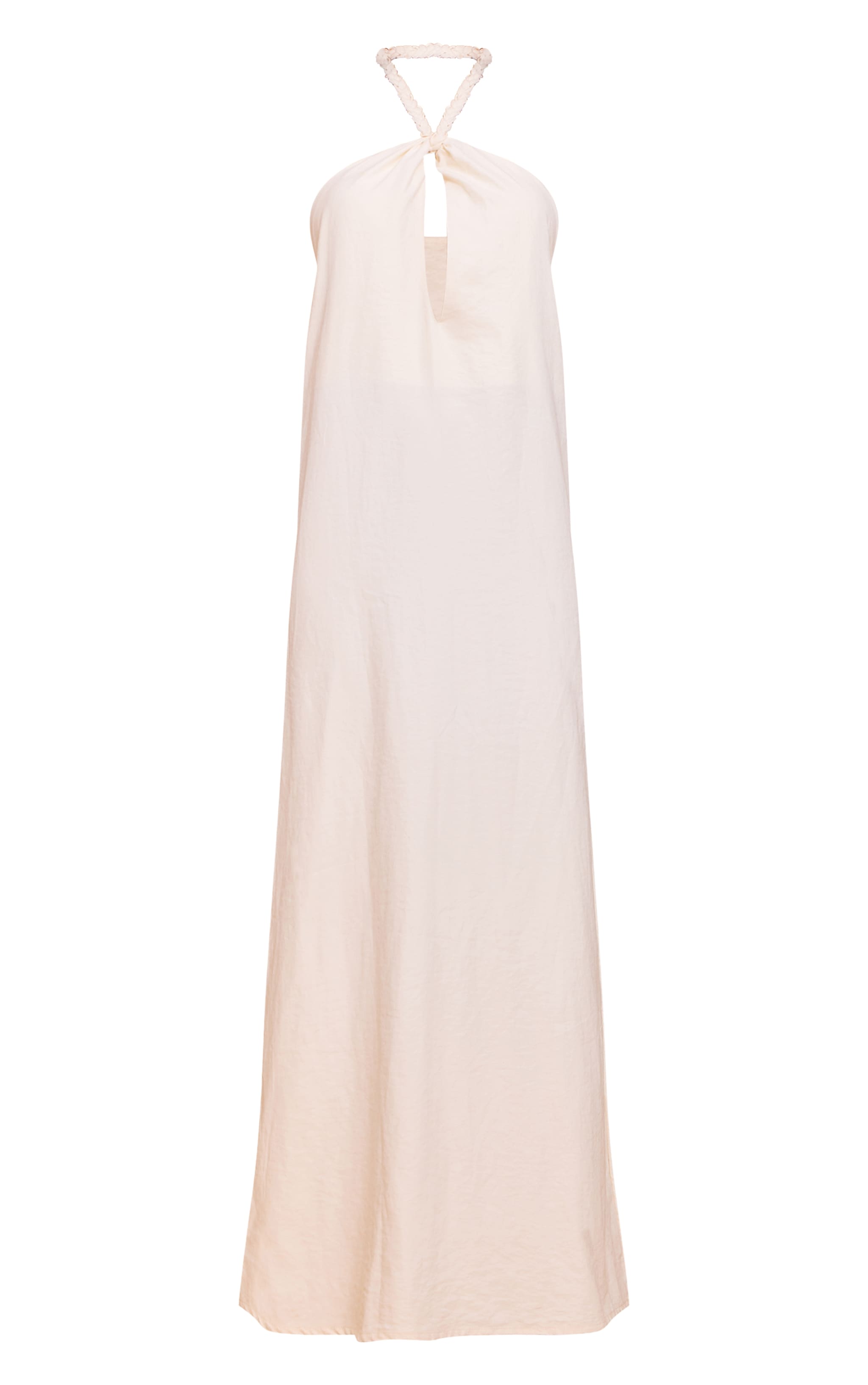Cream Textured Rope Hlaterneck Maxi Dress image 5