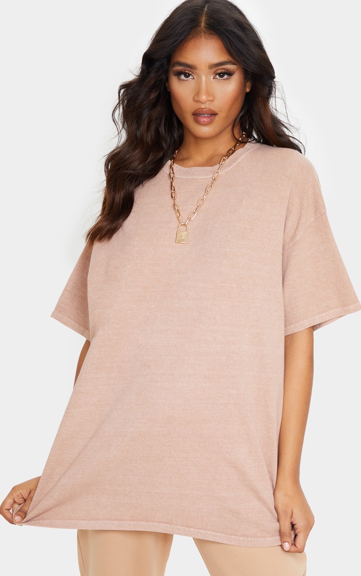 Taupe Washed Oversized T Shirt