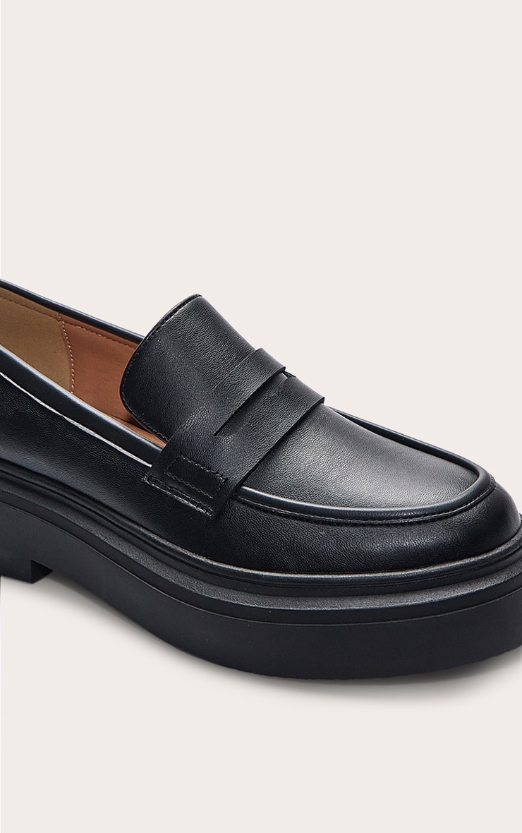 Black Pu Chunky Basic Loafer image 5