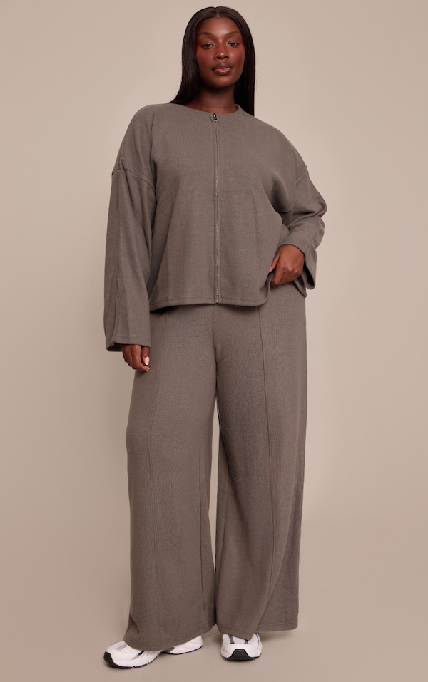 Plus Jogging large doux gris anthracite à pinces
