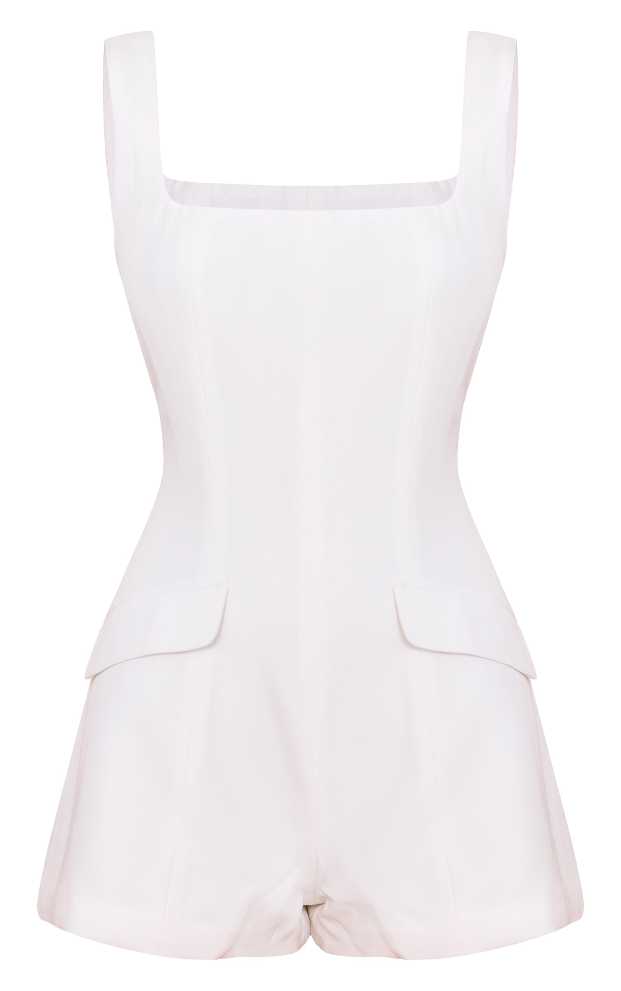 White Woven Pocket Detail Playsuit image 5