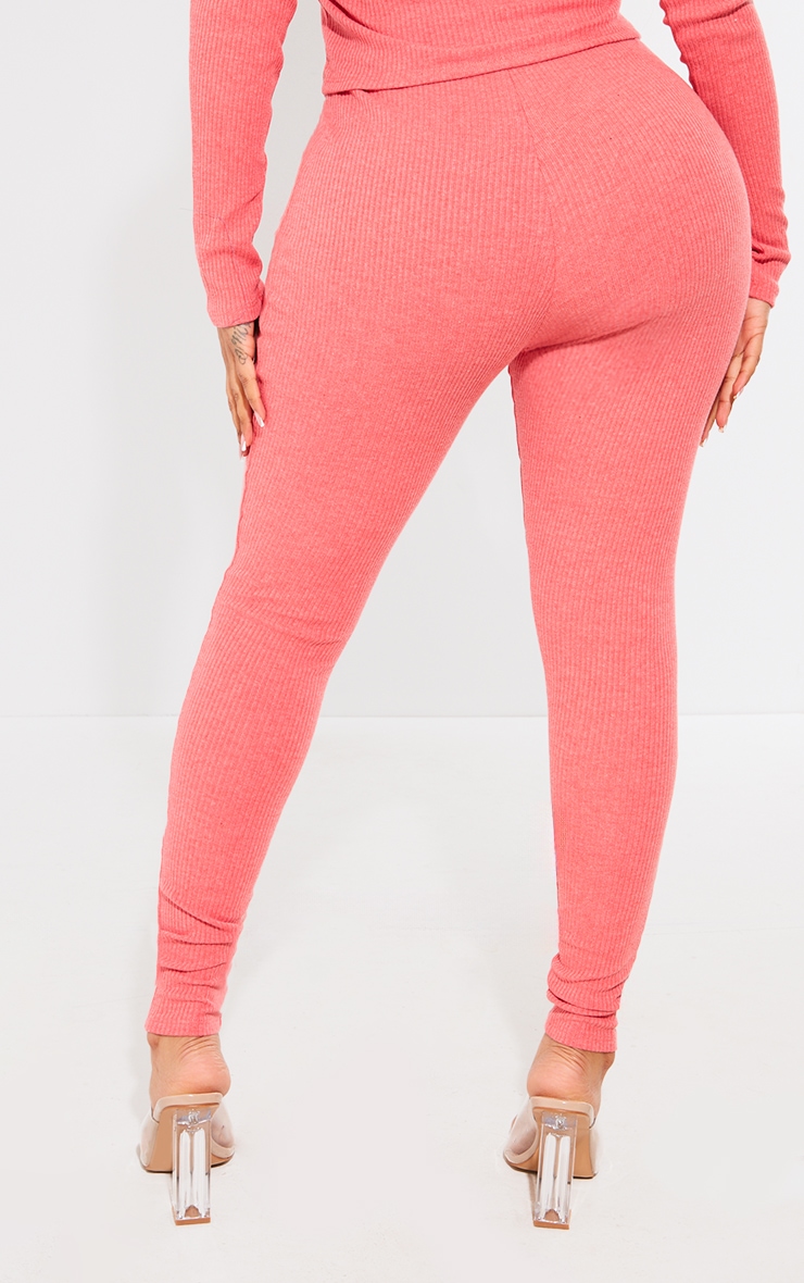 Shape Bright Red Marl Ribbed Leggings image 3