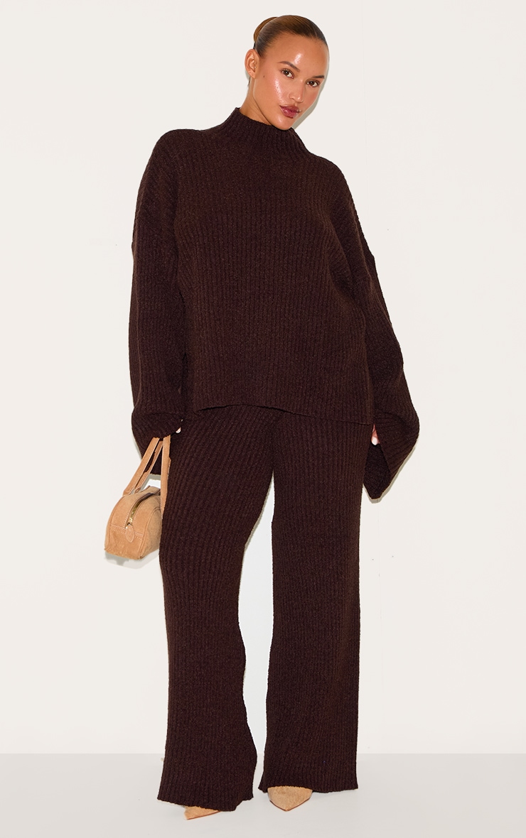 Plus Chocolate Rib Boucle Knit Oversized Jumper image 3