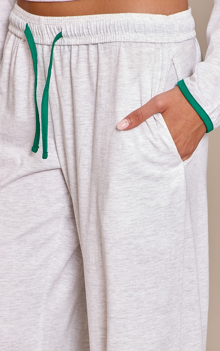 Ash Grey Cotton Contrast Drawstring Relaxed Track Pants image 4