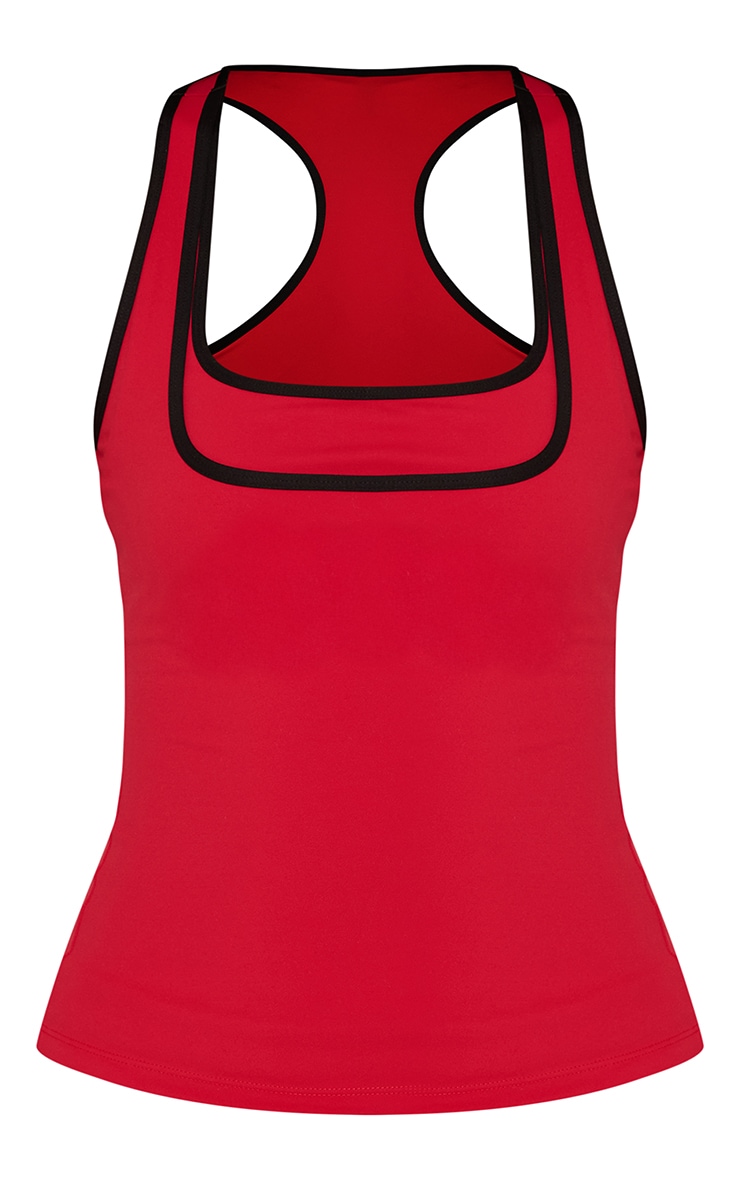 Red Layered Racer Back Gym Vest image 5