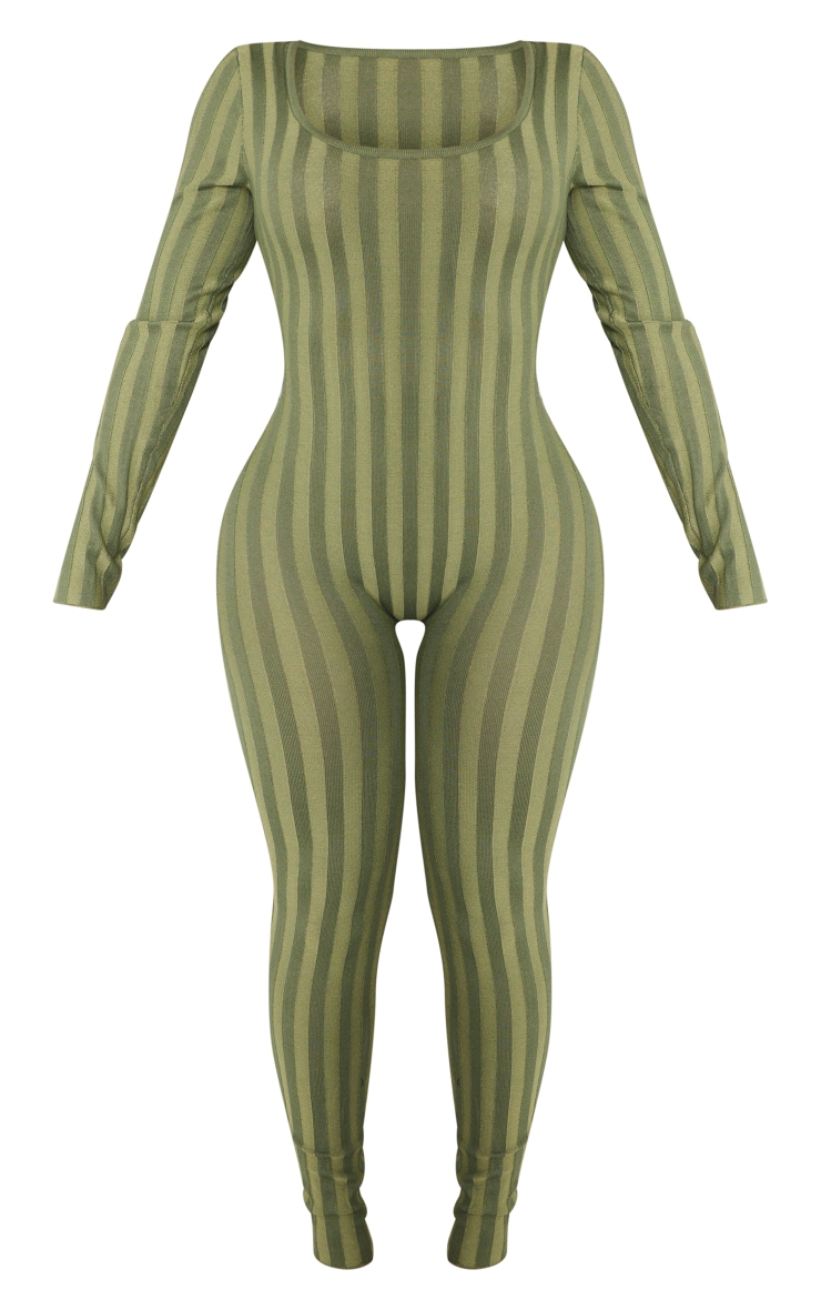 Shape Khaki Knit Contrast Scoop Neck Jumpsuit image 5