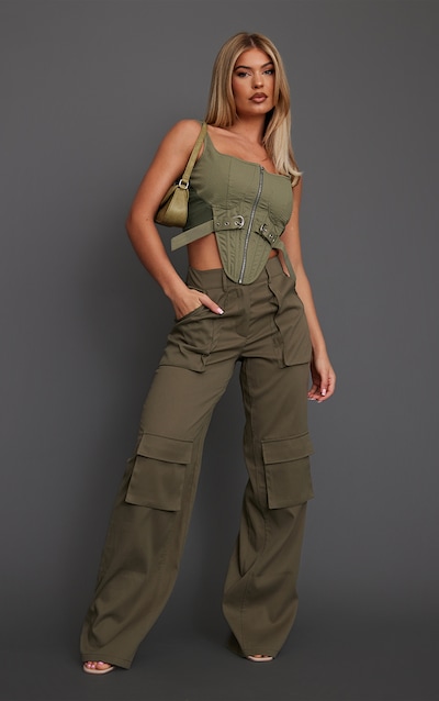 High Waist Khaki Trousers main image 1