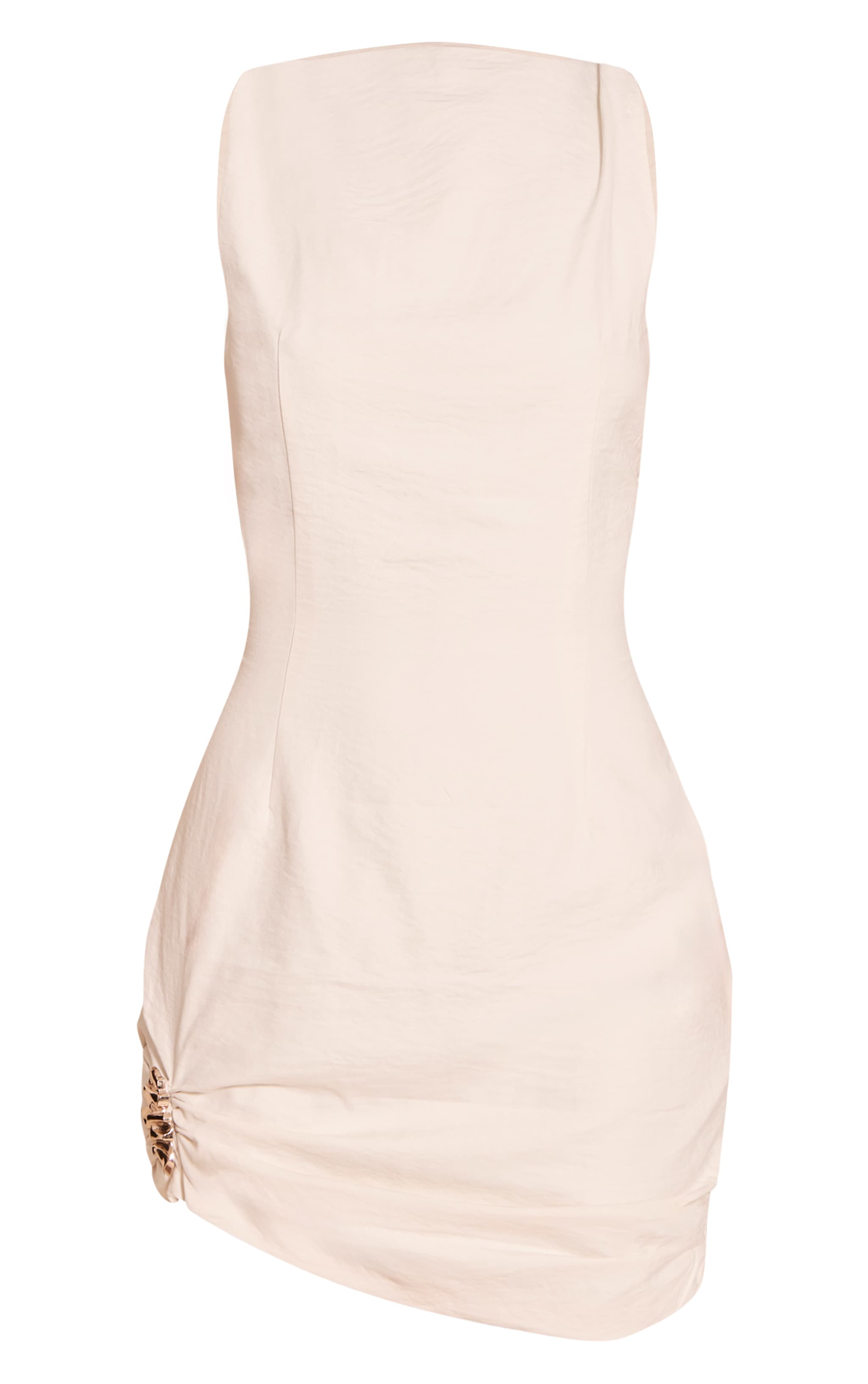 Tall Cream Textured High Neck Trim Detail Bodycon Dress image 5