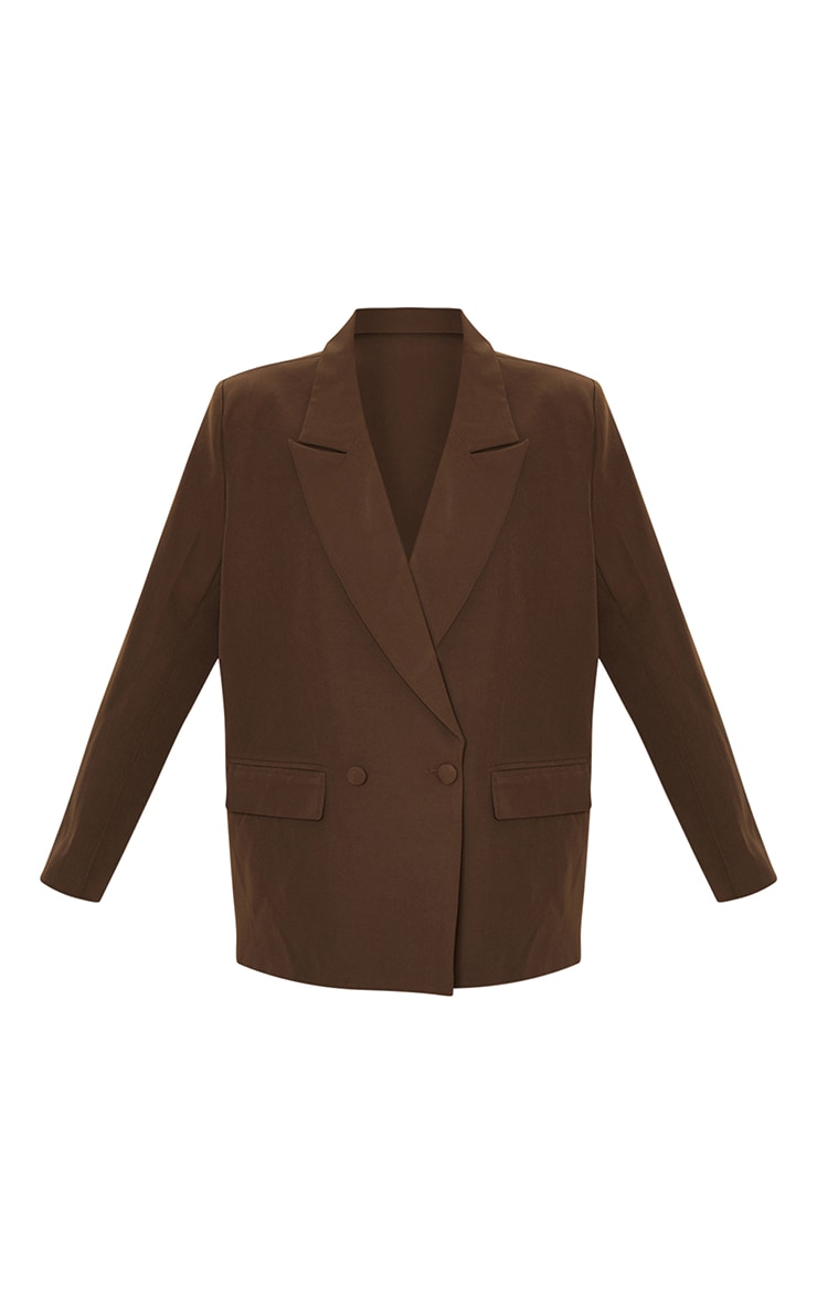 Chocolate Double Breasted Oversized Boxy Fit Blazer  image 5
