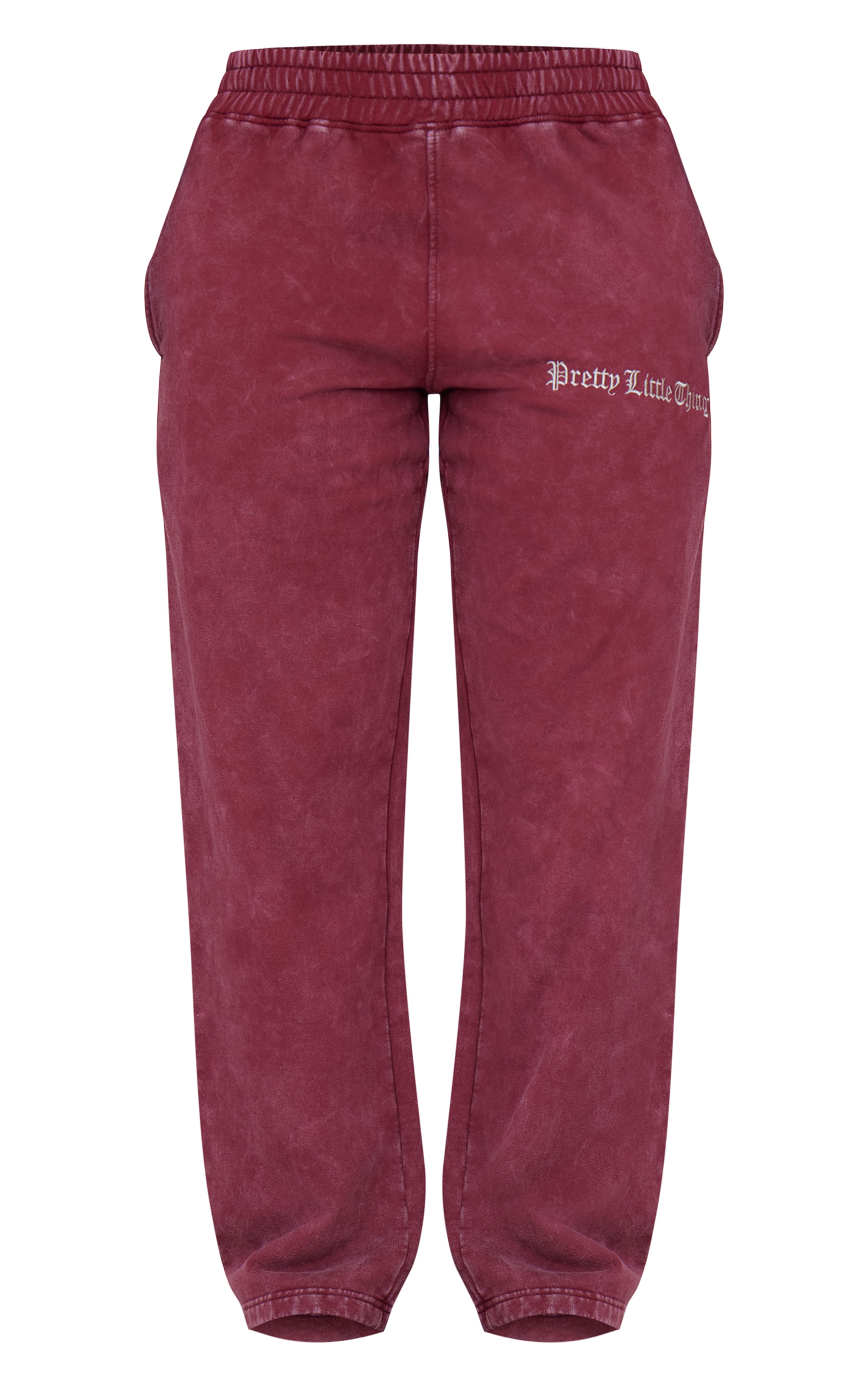 PRETTYLITTLETHING Shape Burgundy Printed High Waist Wide Leg Sweatpants image 5