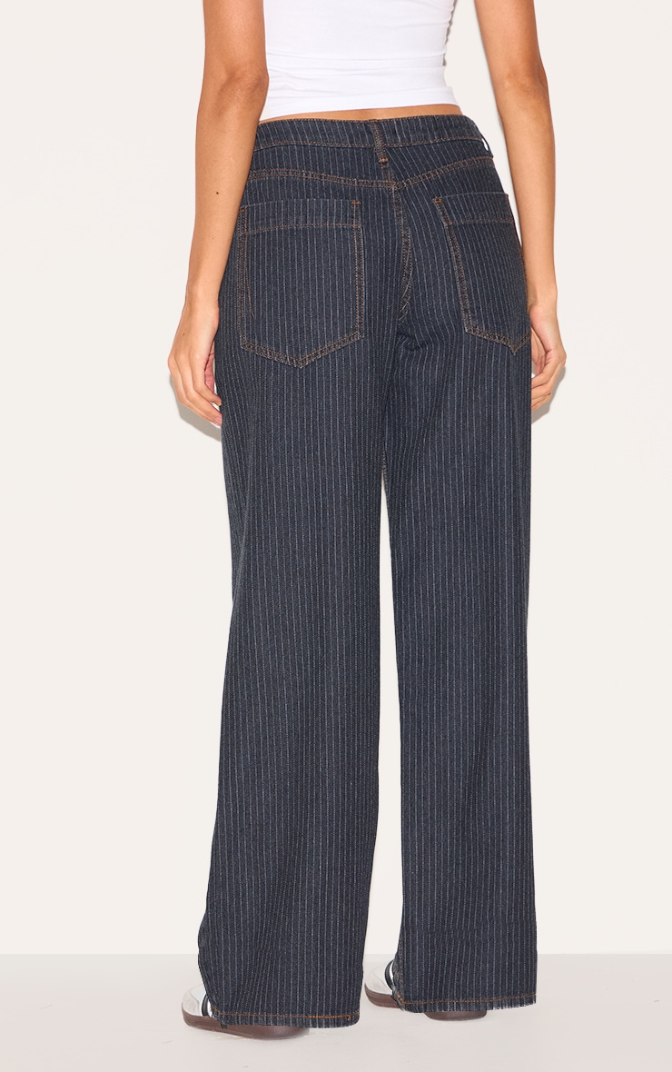 Navy Low Rise Baggy Pinstripe Jeans image 3