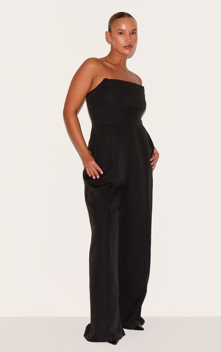 Plus Black Bandeau Cowl Neck Pocket Detail Jumpsuit image 3