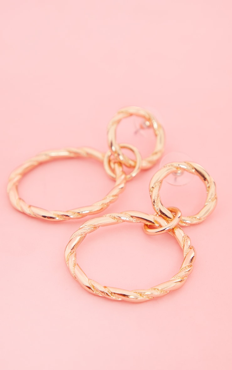 Gold Double Twist Hoop Earrings image 2