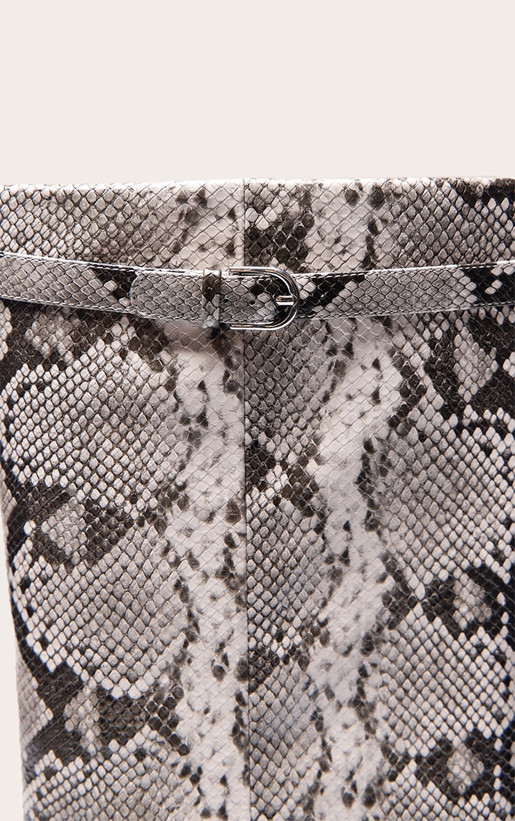 Grey Snake Fold Over Heeled Knee High Boot image 5