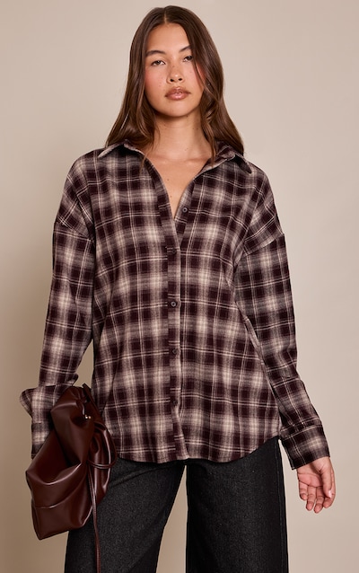 Brown Brushed Check Long Sleeve Shirt