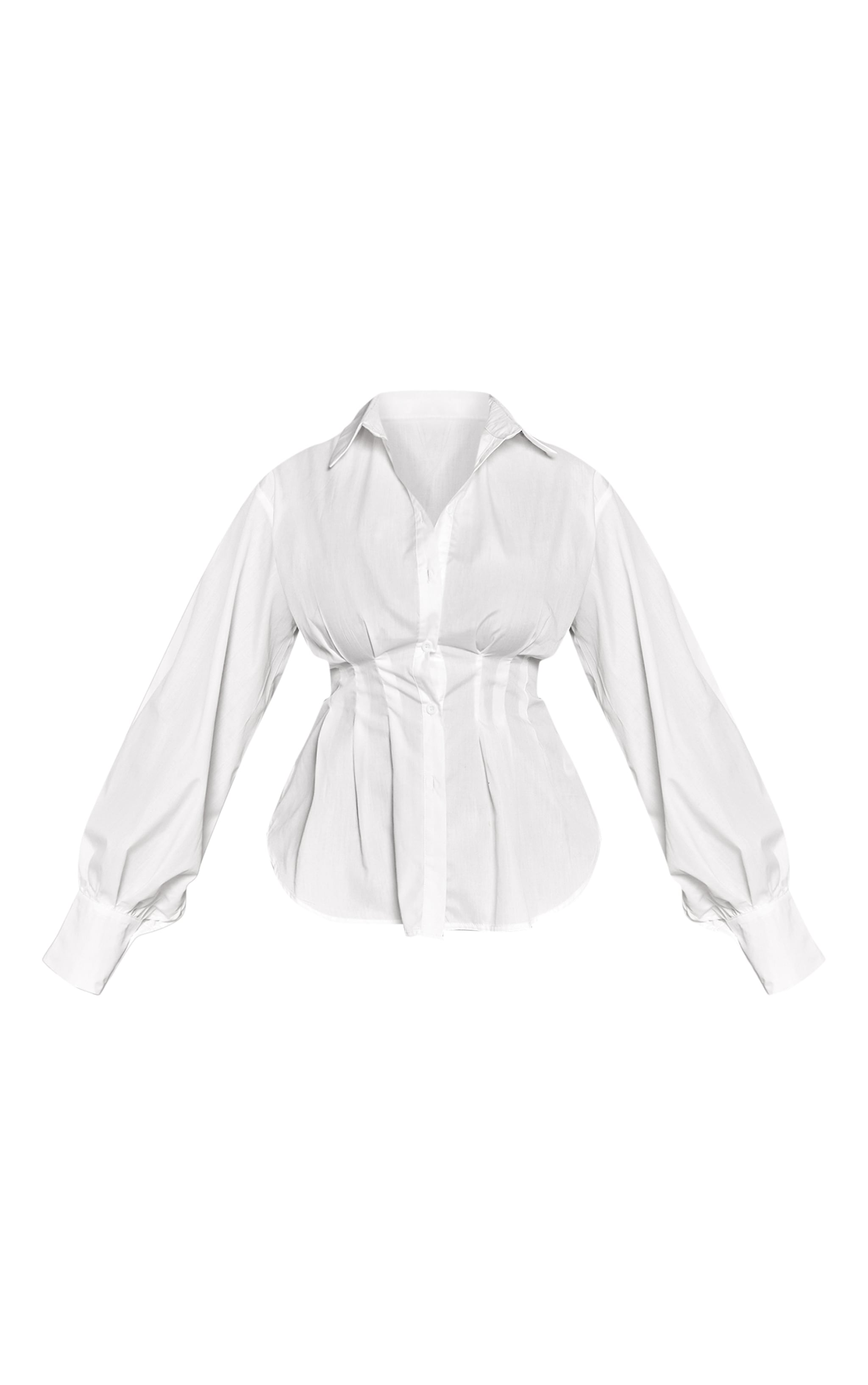 Shape White Cinched Waist Pleated Detail Shirt image 5