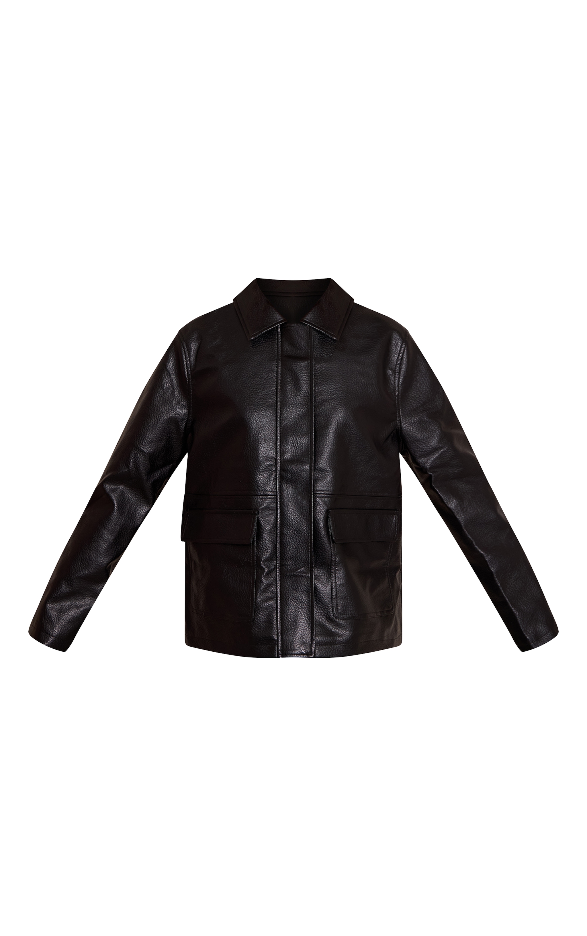 Black Faux Leather Oversized Jacket image 5