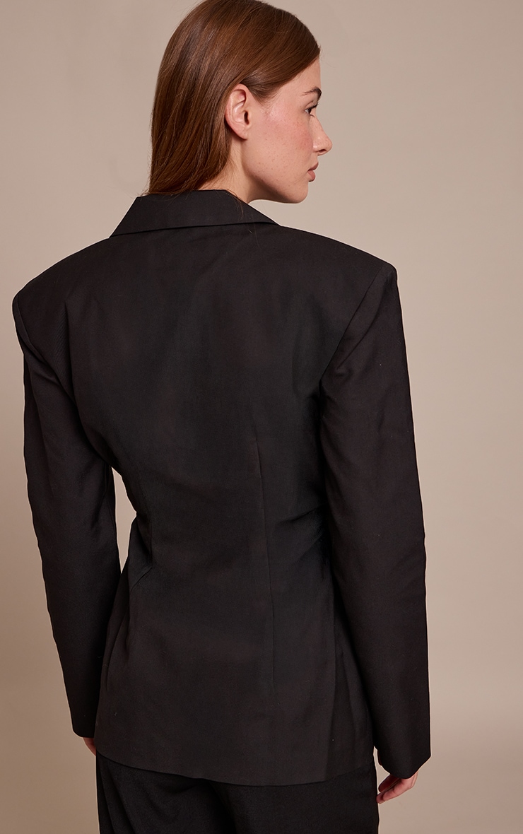 Black Double Zip Cinched Blazer image 2