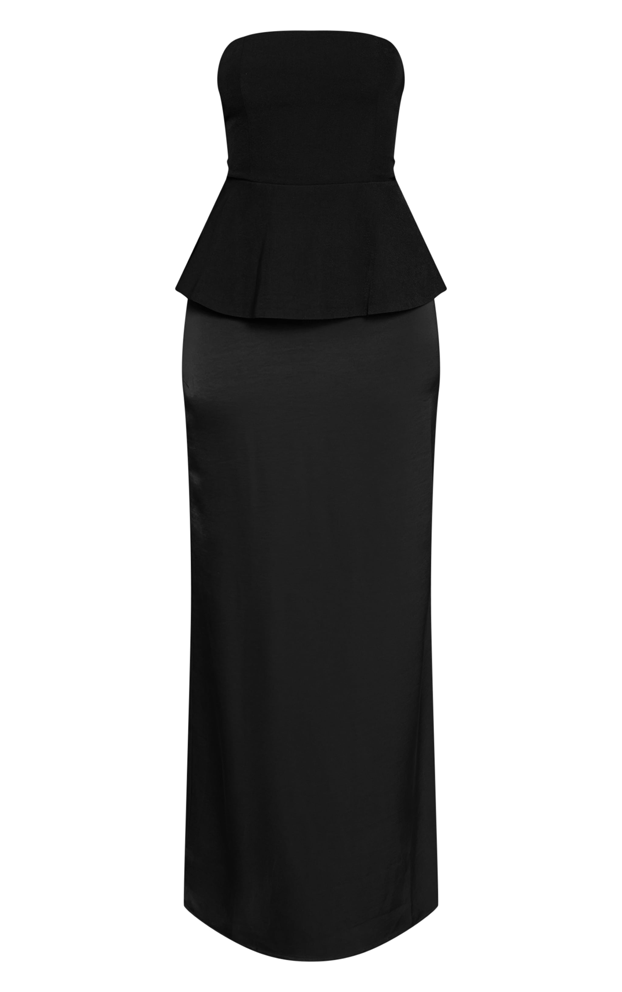 Black Tailored Peplum Hem Maxi Dress image 5