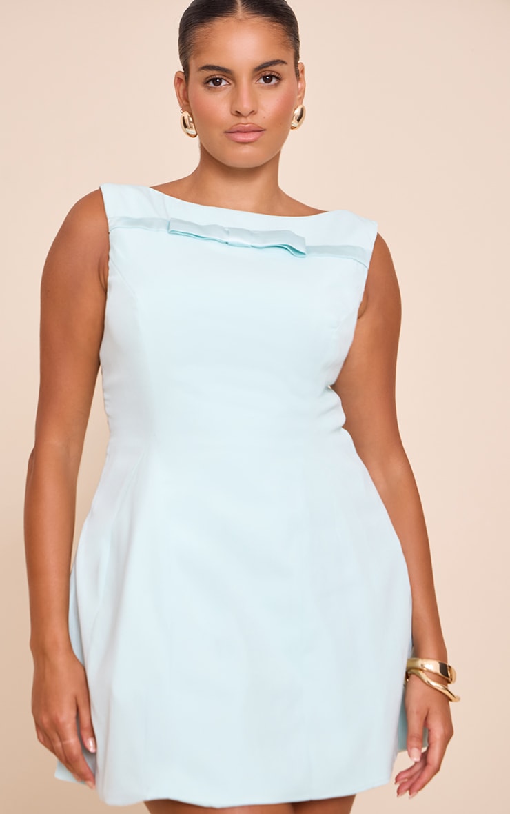 Plus Iced Mint Tailored Bow Detail A-line Dress image 1