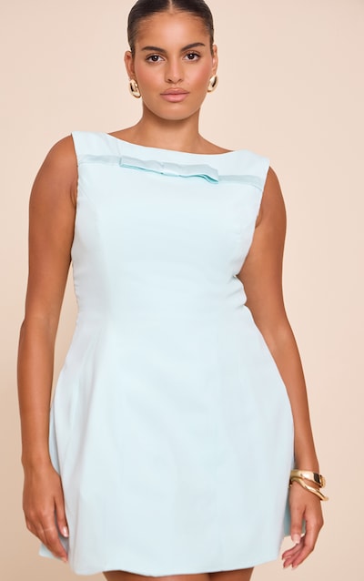 Robe de tailleur trapèze menthe glacier à noeud