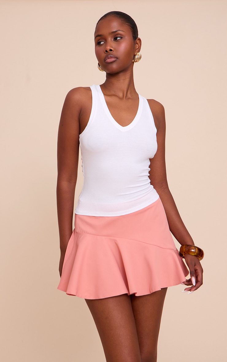 Coral Tailored Woven Scalloped Edge Mini Skirt image 4