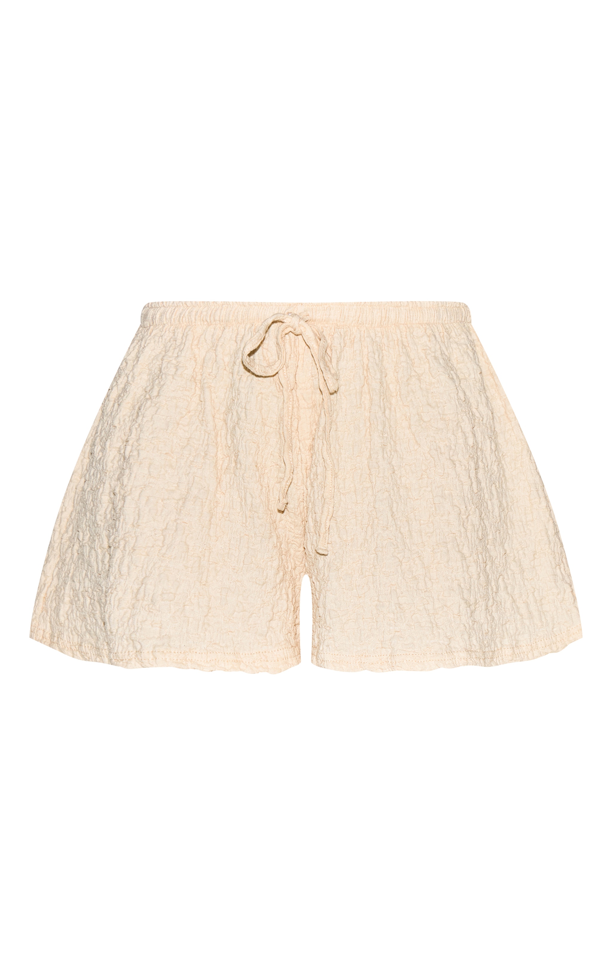 Cream Textured Jersey Drawstring Floaty Shorts image 6