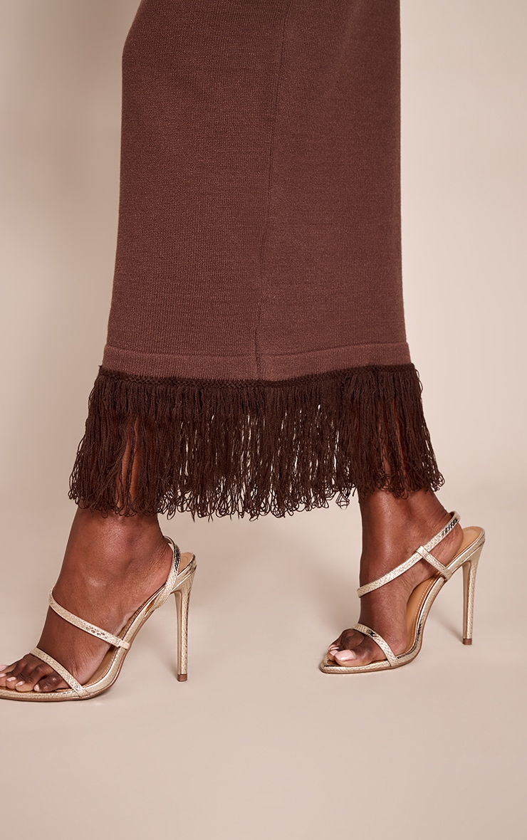 Chocolate Maxi Loop Knit Maxi Skirt image 4