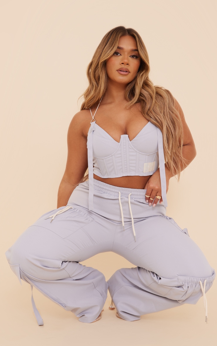 PRETTYLITTLETHING Shape Corset style cargo gris clair à détail boucles image 3