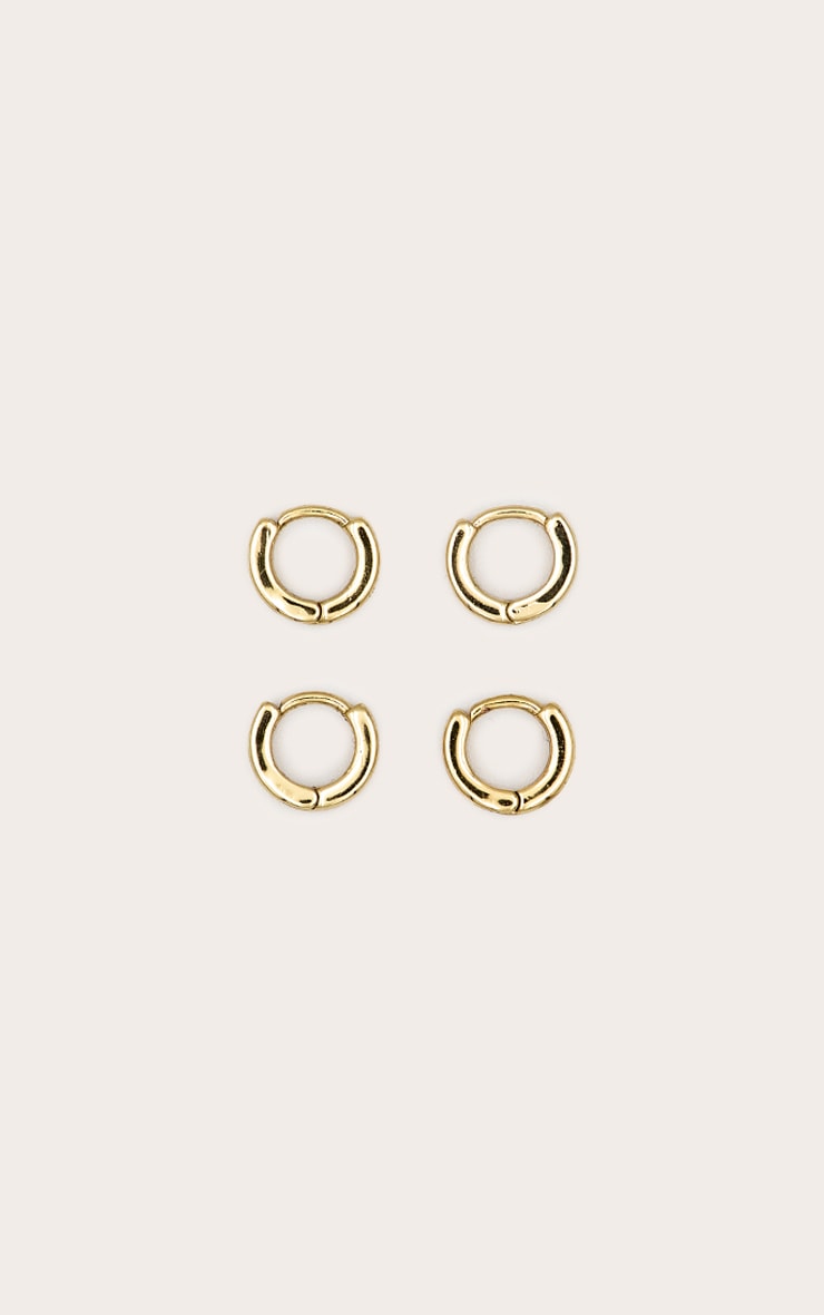Gold Small Chunky Tubular Hoop Earrings image 3