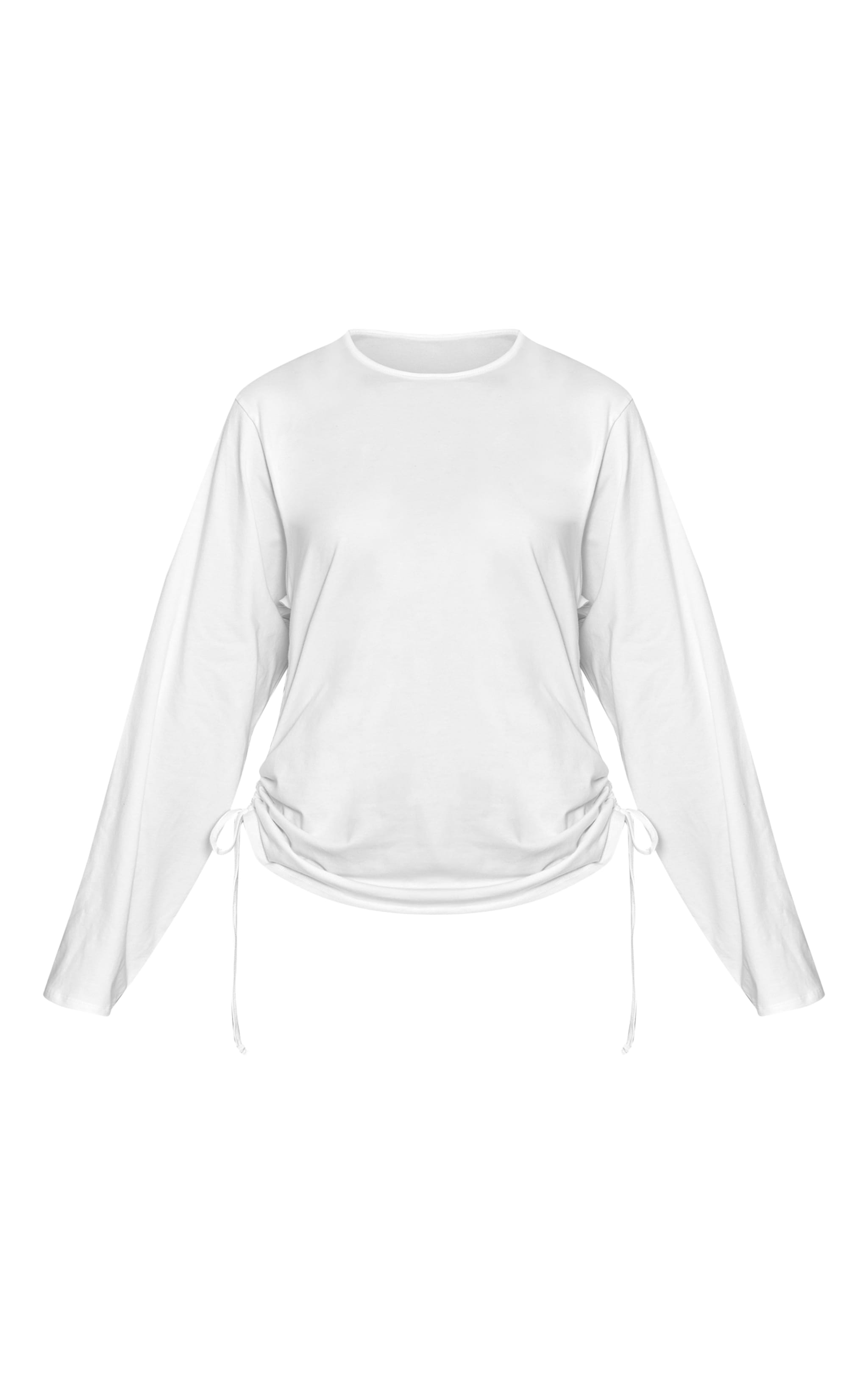 White Cotton Ruched Side Detail Slouchy Top image 5