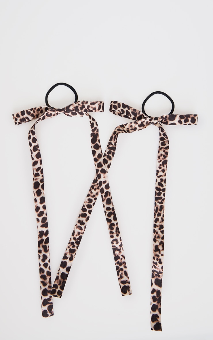 Leopard Print Bow 2 Pack Hair Bobbles image 2