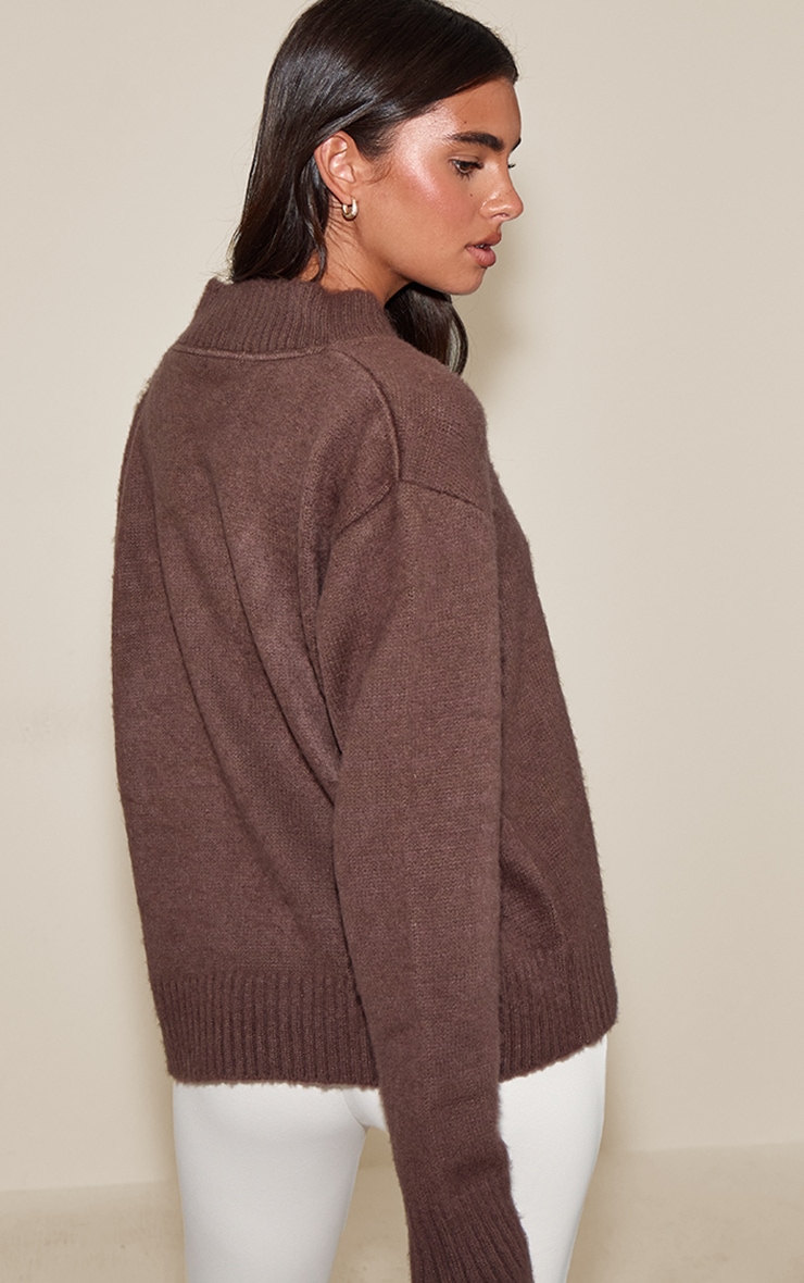 Mink Brushed Laguna Knit V Neck Jumper  image 2