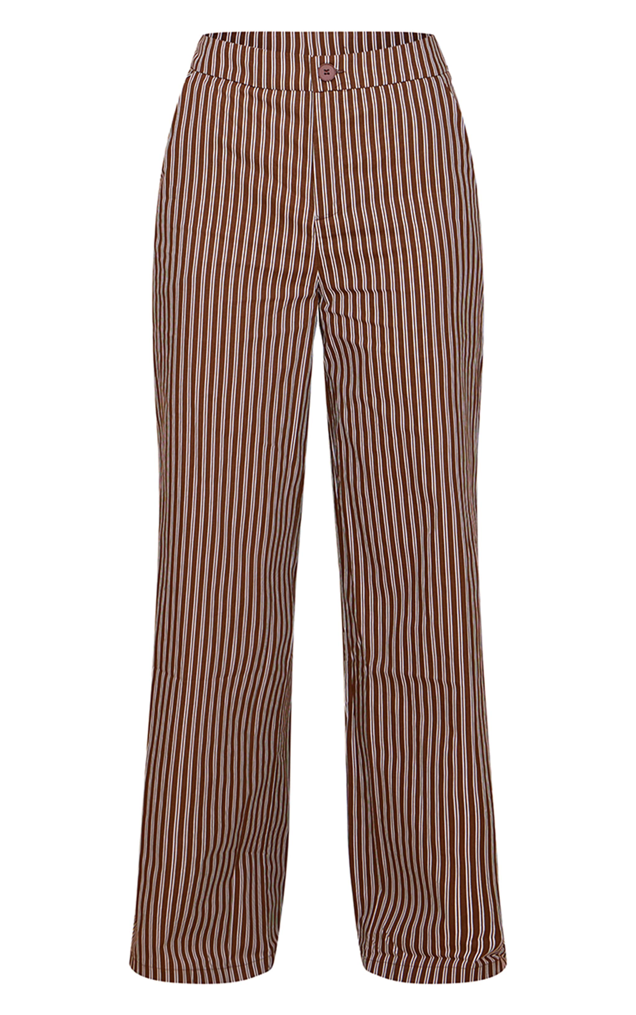 特別オファー Brown Stripe Woven Mid Rise Wide Leg Pant | Co-ords パンツ