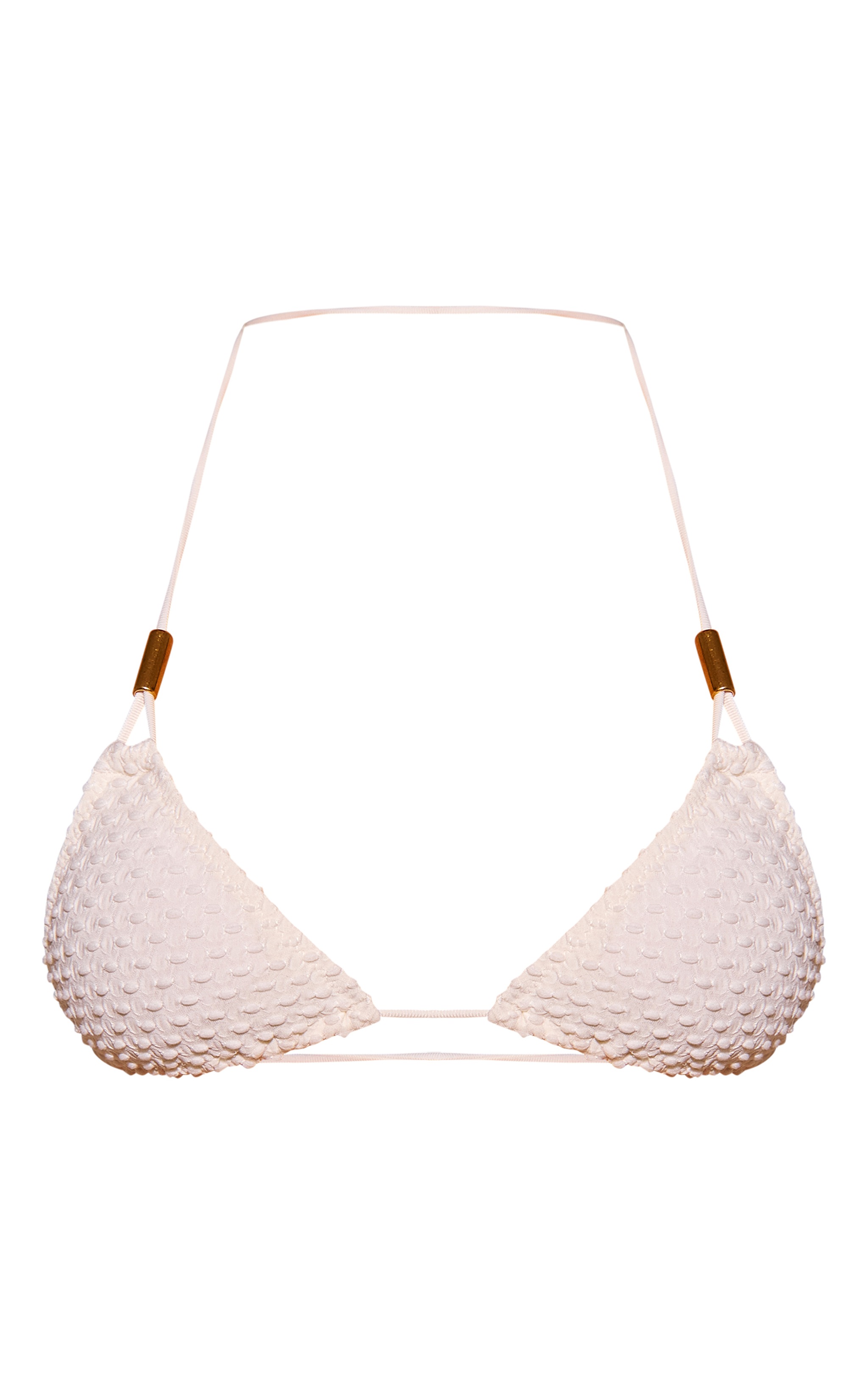 Cream Textured Micro Mini Triangle Bikini Top PrettyLittleThing QA