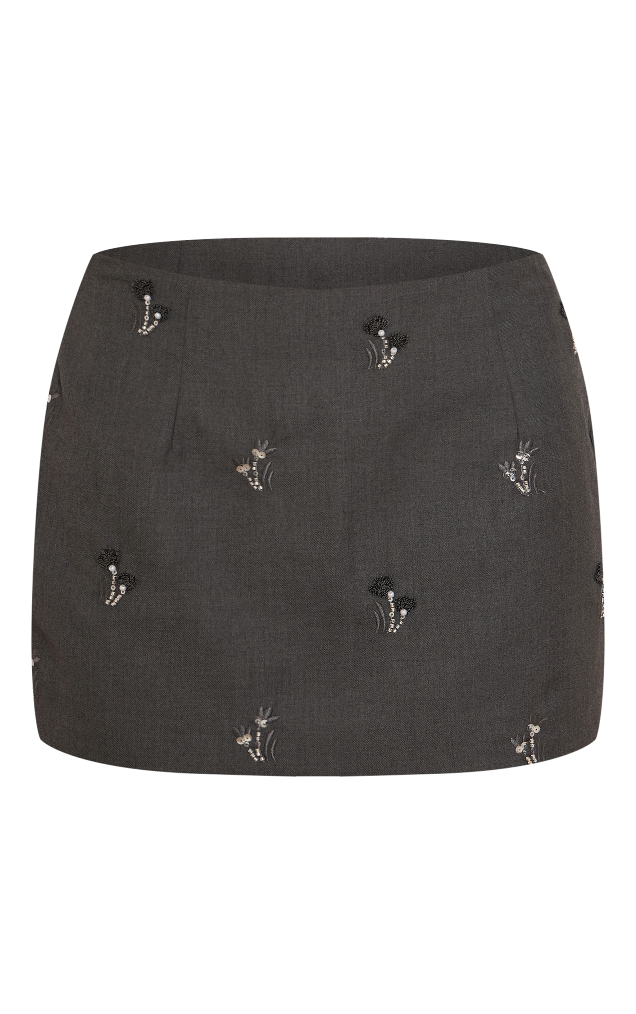 Mini-jupe tissée gris charbon à sequins brodés image 6