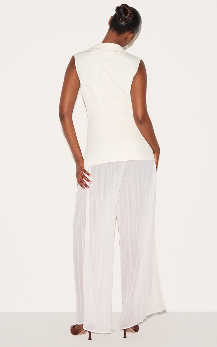 Almond Woven Vest Overlay Chiffon Jumpsuit image 2