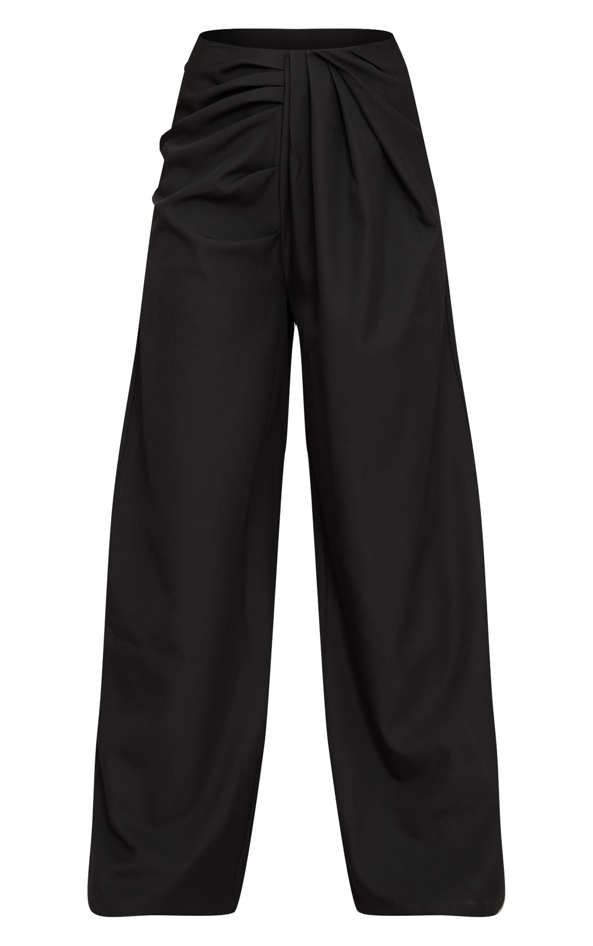 Black Tailored Woven Pleat Detail Wide Leg Pants image 5