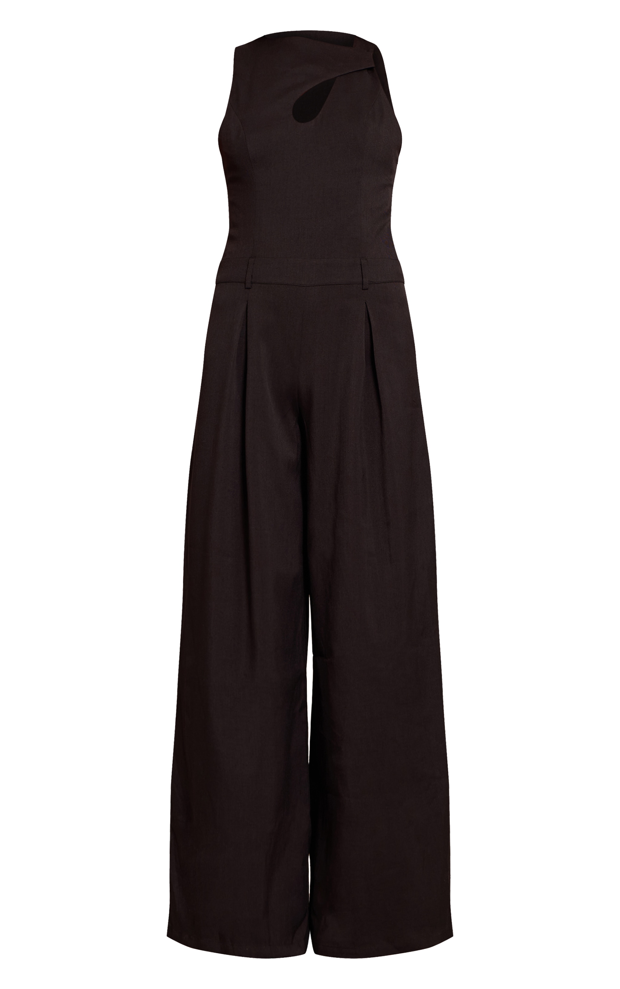 Black Woven Key Hole Wide Leg Jumpsuit image 5