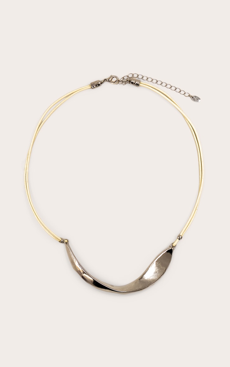 Silver Curved Metal Necklace image 2