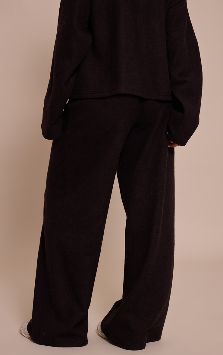 Petite Black Soft Touch Pintuck Wide Leg Sweatpants image 3