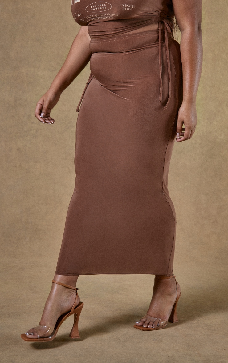 Renew Plus Brown Slinky Low Rise Maxi Skirt image 2