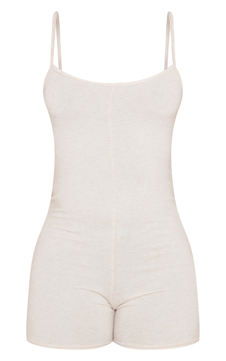 Tall Oatmeal Brushed Jersey Strappy Romper image 1