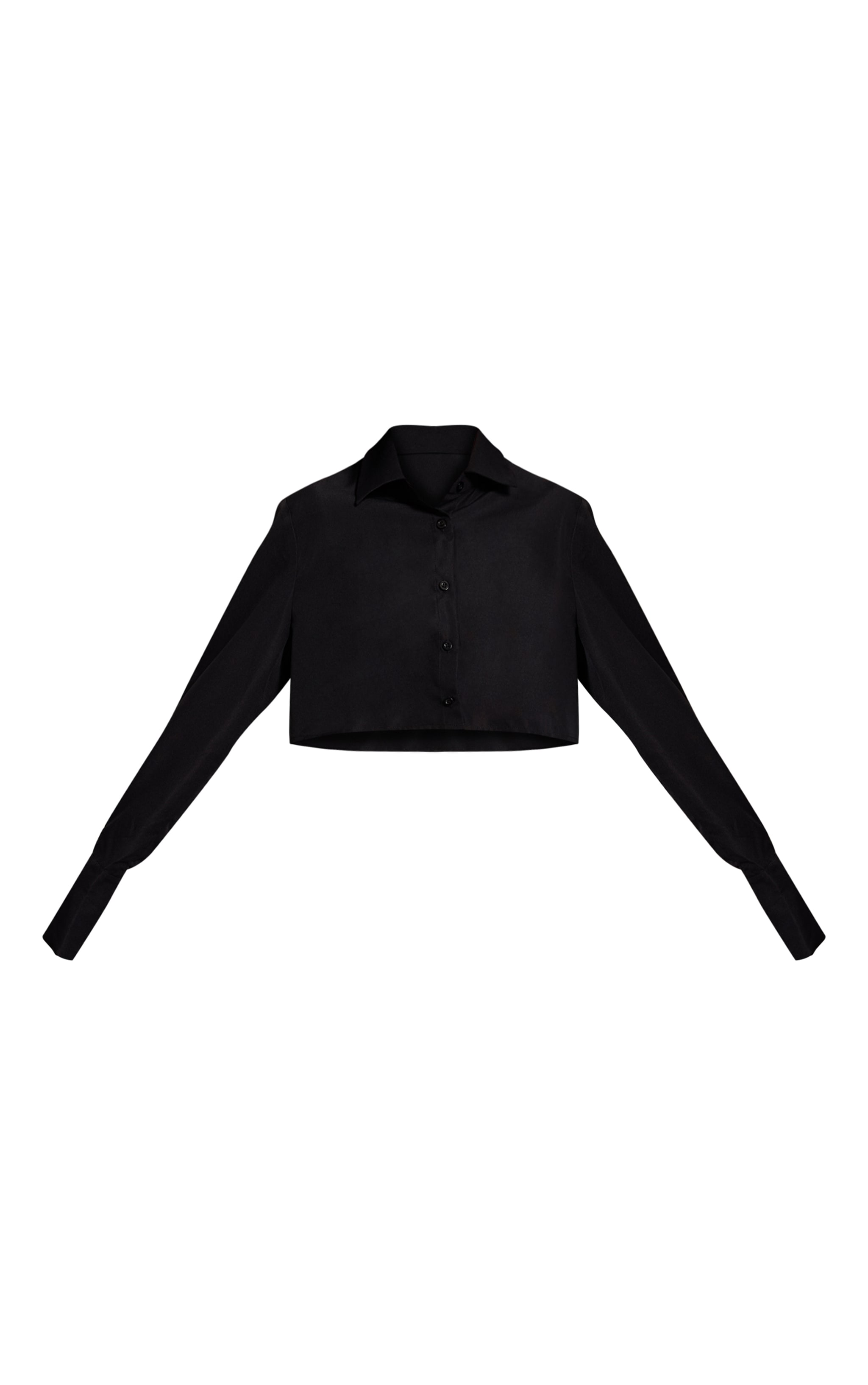 Black Woven Cropped Shirt image 5