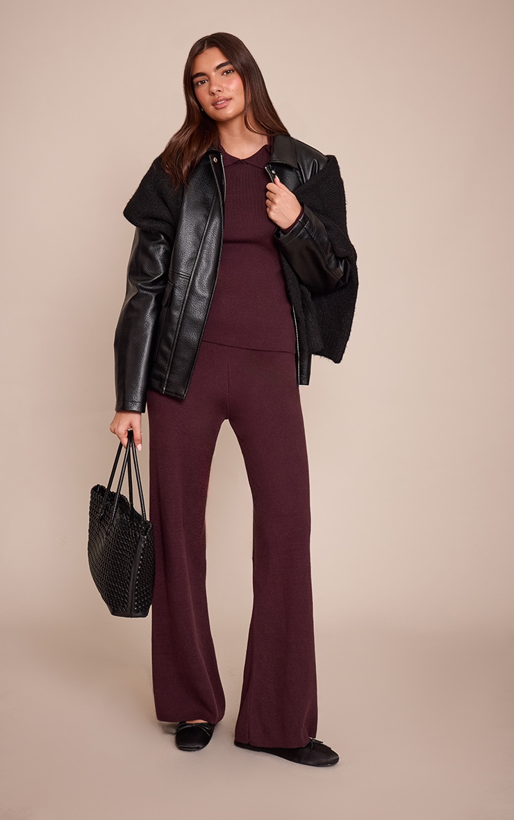 Chocolate Sailor Collar Long Sleeve Knitted Sweater  image 3