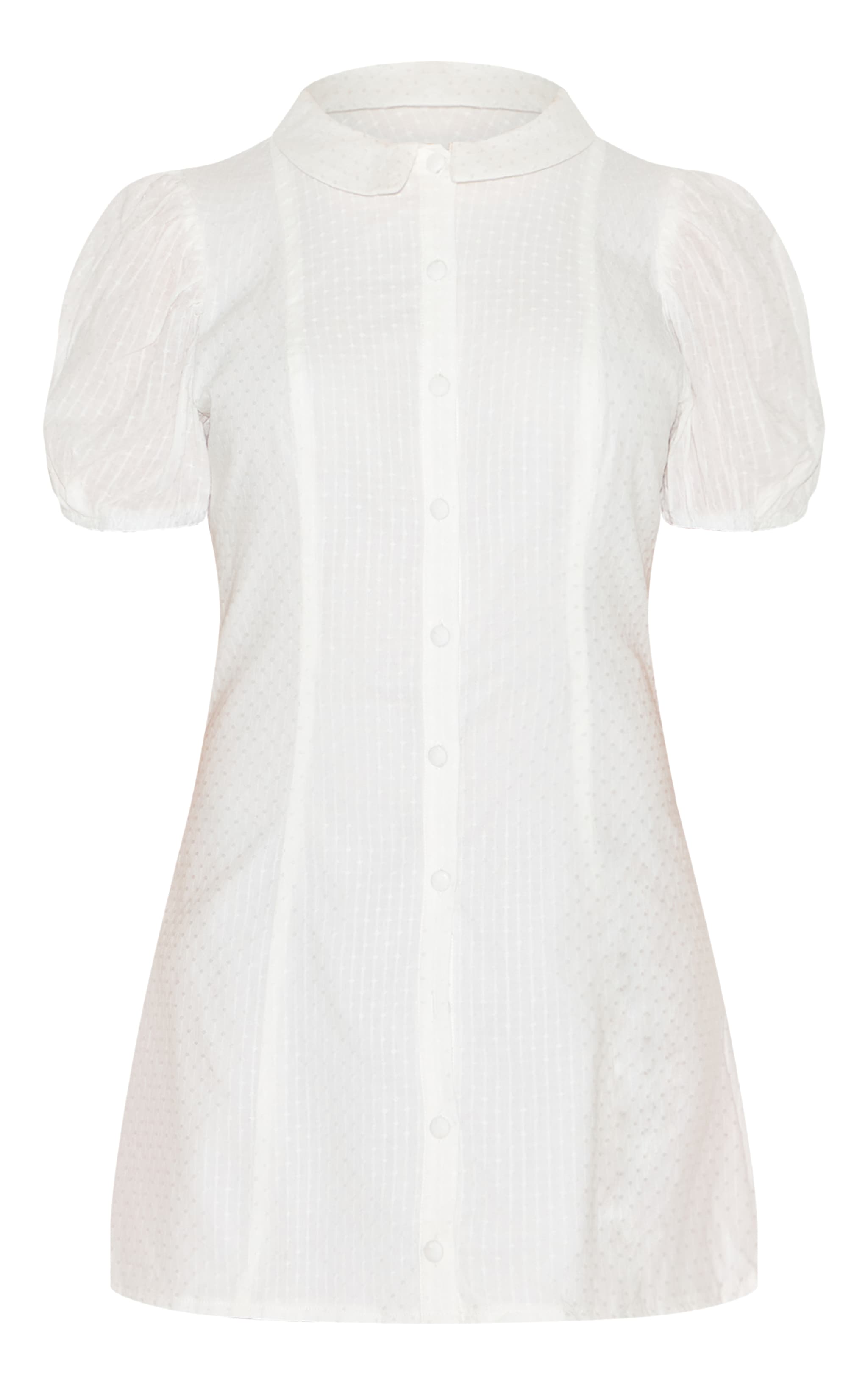 Petite White Textured Pleated Mini Dress image 5