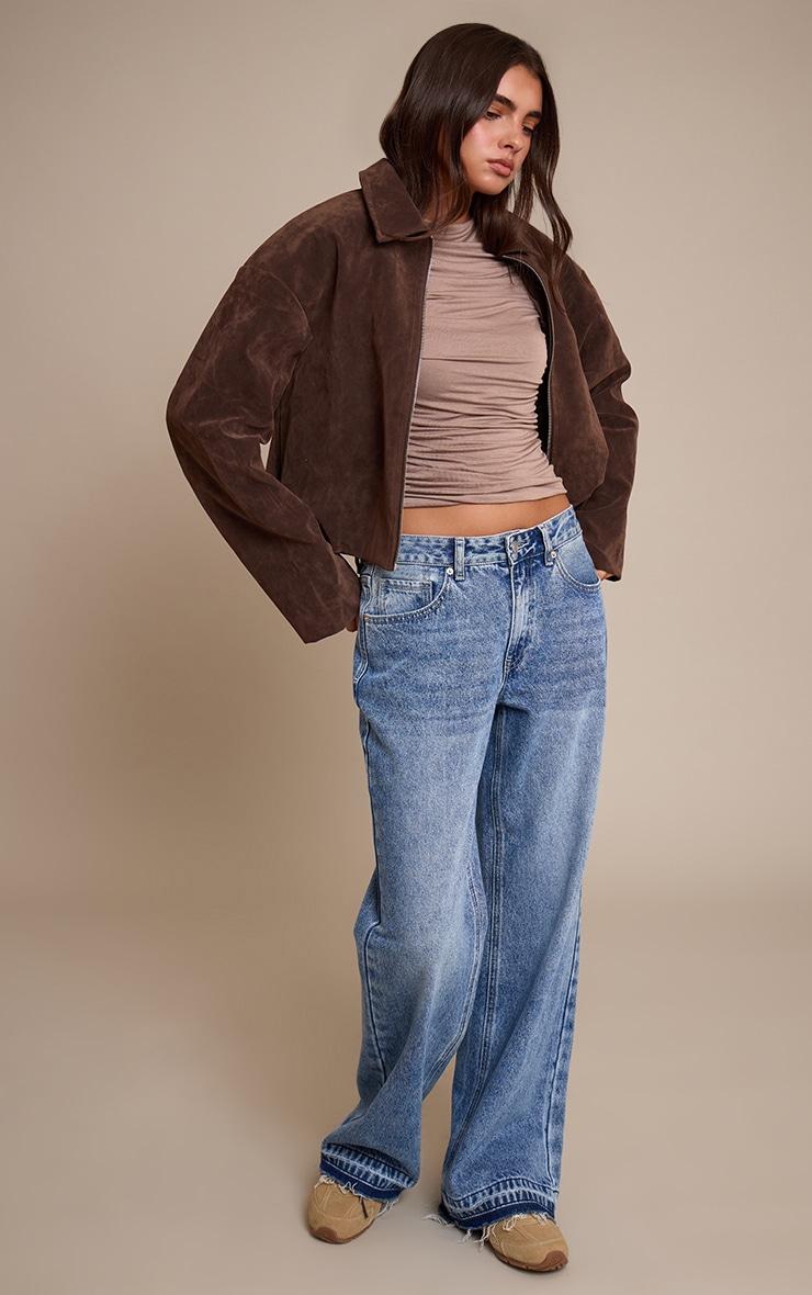 Mushroom Marl Soft Jersey Ruched Cap Sleeve Top image 3