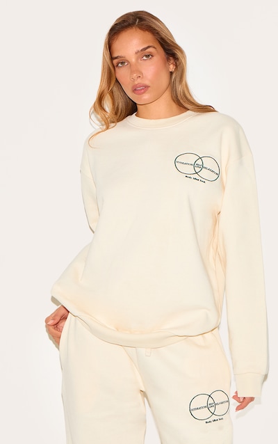 Sweat oversize deluxe crème imprimé "Circle Wellness