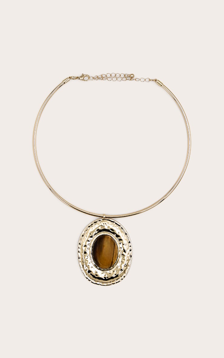Gold Stone Center Statement Necklace image 2
