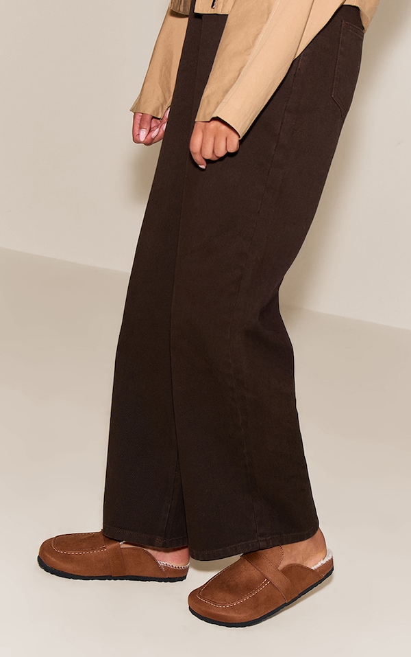 Tan Faux Suede Faux Fur Lined Mules